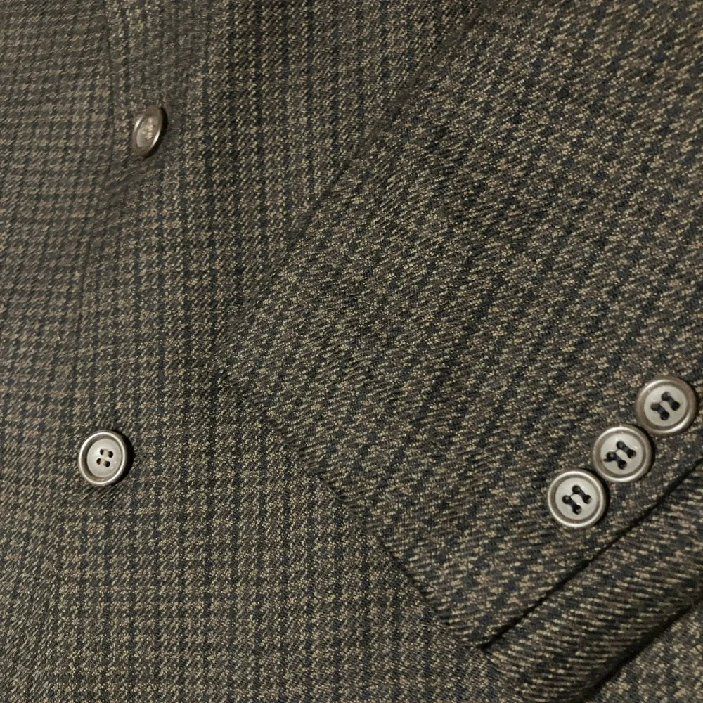 Joseph & Feiss Mens 46R 3 Button‎ Lambswool Sports Coat Brown Houndstooth